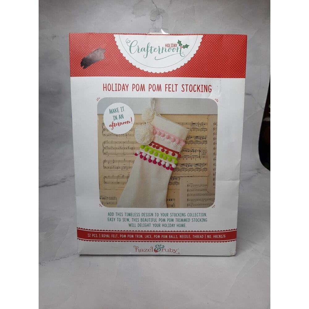 Hazel And Ruby Crafternoon Holiday Pom Pom Felt Stocking Kit